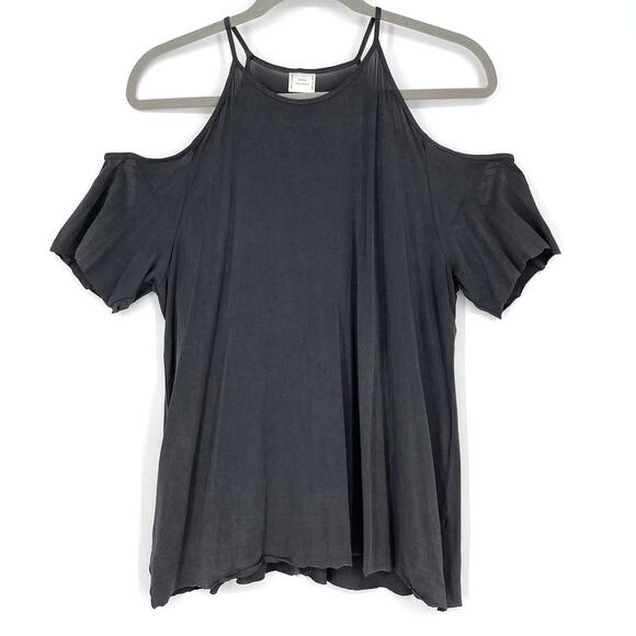 Zara W/B Collection Gray Cold Shoulder Top Medium - Picture 4 of 4